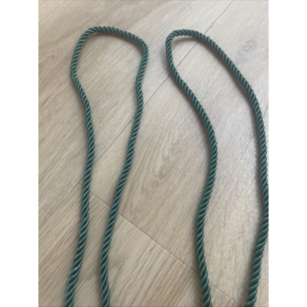Vintage Set Dark Green Curtain Drape Rope & Tassel Tie Backs MCM‎